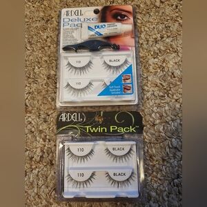 Ardell Deluxe and Twin Pack Black False Eyelashes with Adhesive